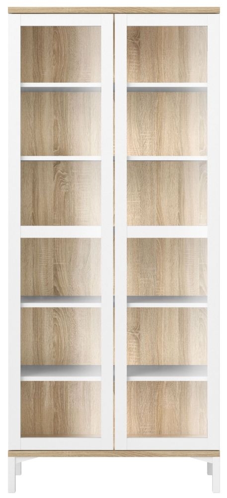 Roomers White And Oak Glazed Display Cabinet