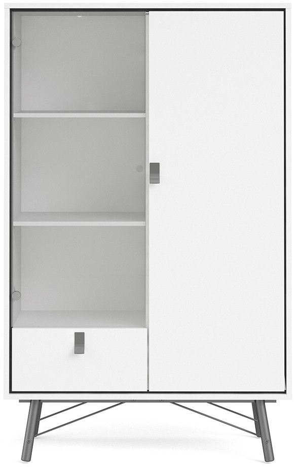 Ry Matt White 1 Door 1 Drawer Display Cabinet