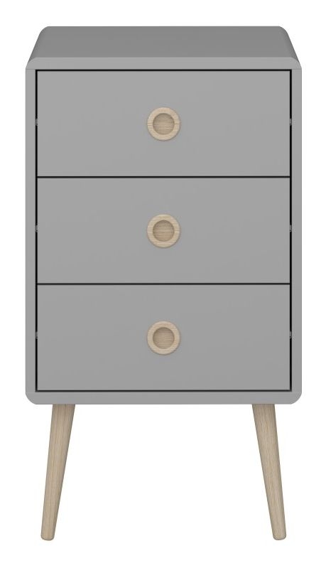 Softline Grey 3 Drawer Bedside Cabinet