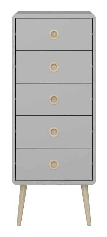 Softline Grey 5 Drawer Narrow Chest