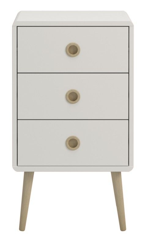 Softline Off White 3 Drawer Bedside Cabinet