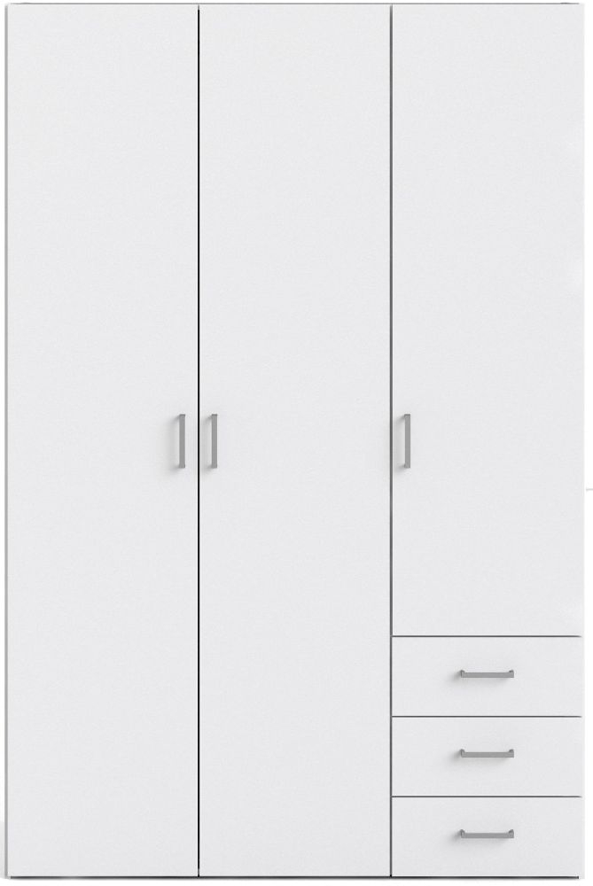 Space White 3 Door 3 Drawer Wardrobe