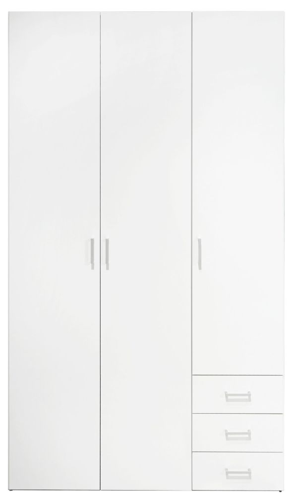 Space White 3 Door 3 Drawer Large Wardrobe