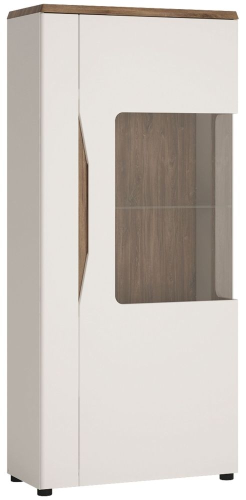 Toledo Right Hand Facing Display Cabinet Oak And High Gloss White