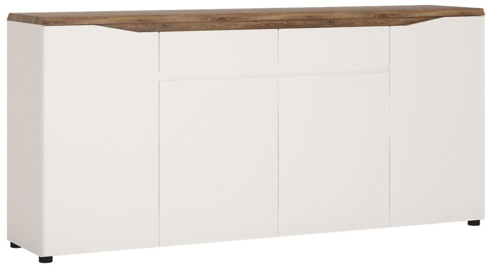 Toledo Wide Sideboard Oak And High Gloss White