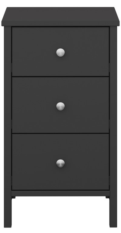 Tromso Black 3 Drawer Bedside Cabinet