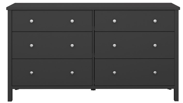 Tromso Black 6 Drawer Wide Chest