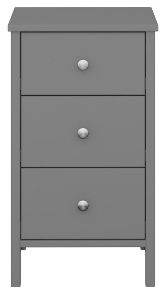 Tromso Grey 3 Drawer Bedside Cabinet