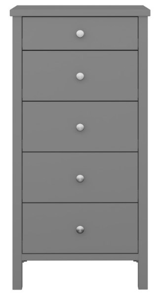 Tromso Grey 5 Drawer Narrow Chest