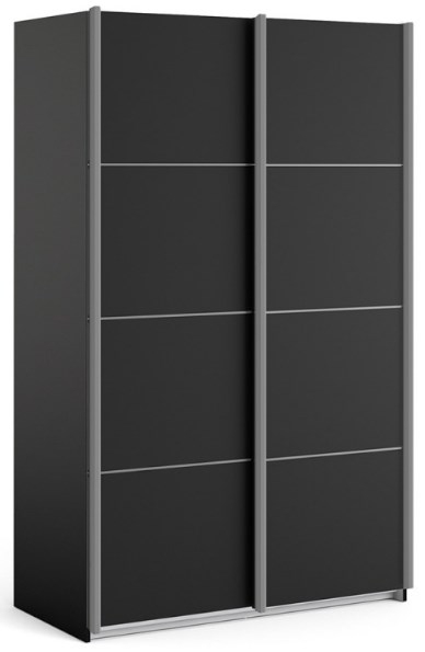 Verona Matt Black 2 Door Sliding Wardrobe With 2 Shelves W 120cm