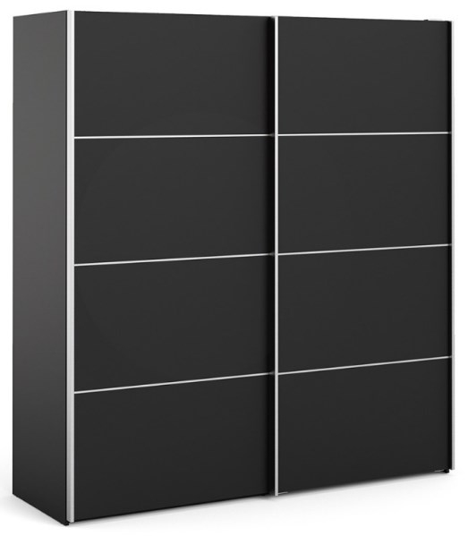 Verona Matt Black 2 Door Sliding Wardrobe With 2 Shelves W 180cm