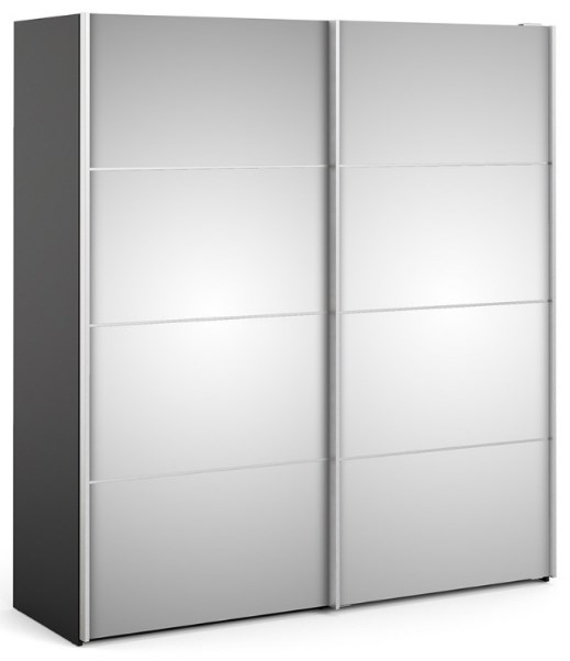 Verona Matt Black 2 Door Sliding Wardrobe With 5 Shelves W 180cm