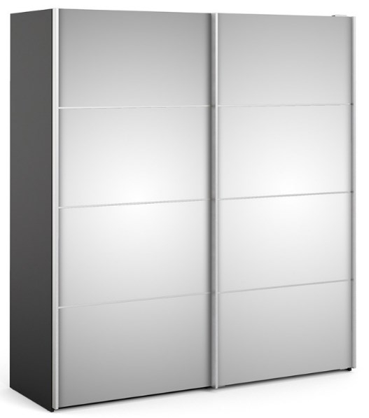 Verona Matt Black 2 Mirror Door Sliding Wardrobe W 180cm