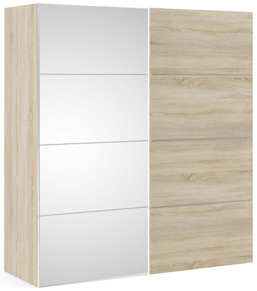 Verona 2 Door Sliding Wardrobe W 180cm Oak And Mirror