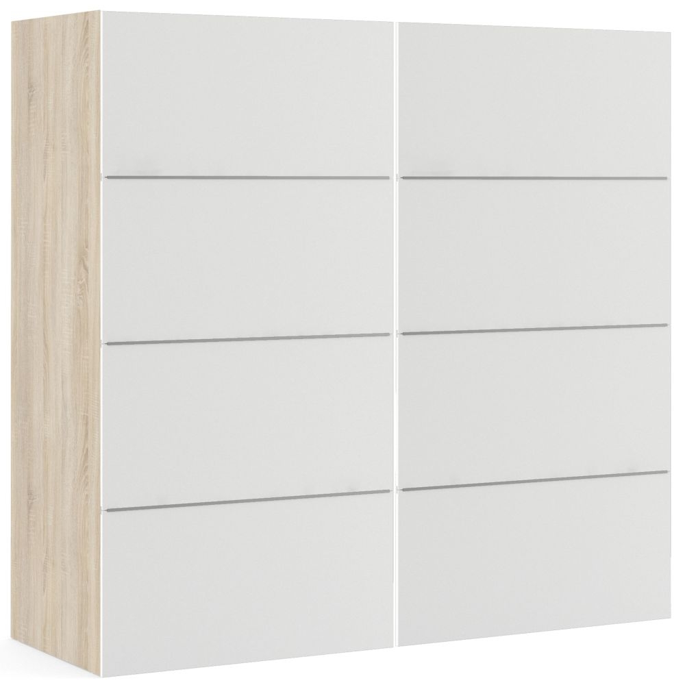 Verona 2 Door Sliding Wardrobe W 180cm Oak And White