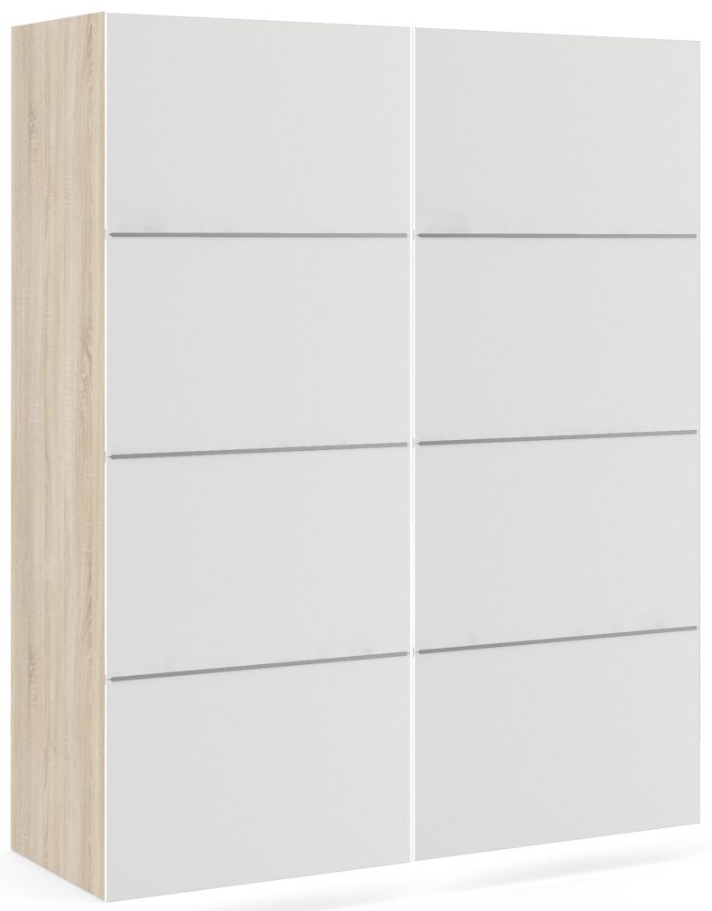 Verona 2 Door 5 Shelves Sliding Wardrobe W 120cm Oak And White