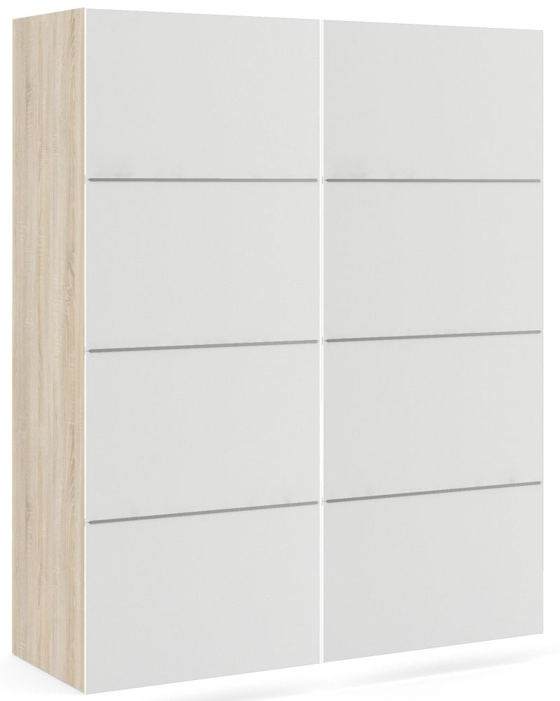 Verona 2 Door Sliding Wardrobe W 120cm Oak And White