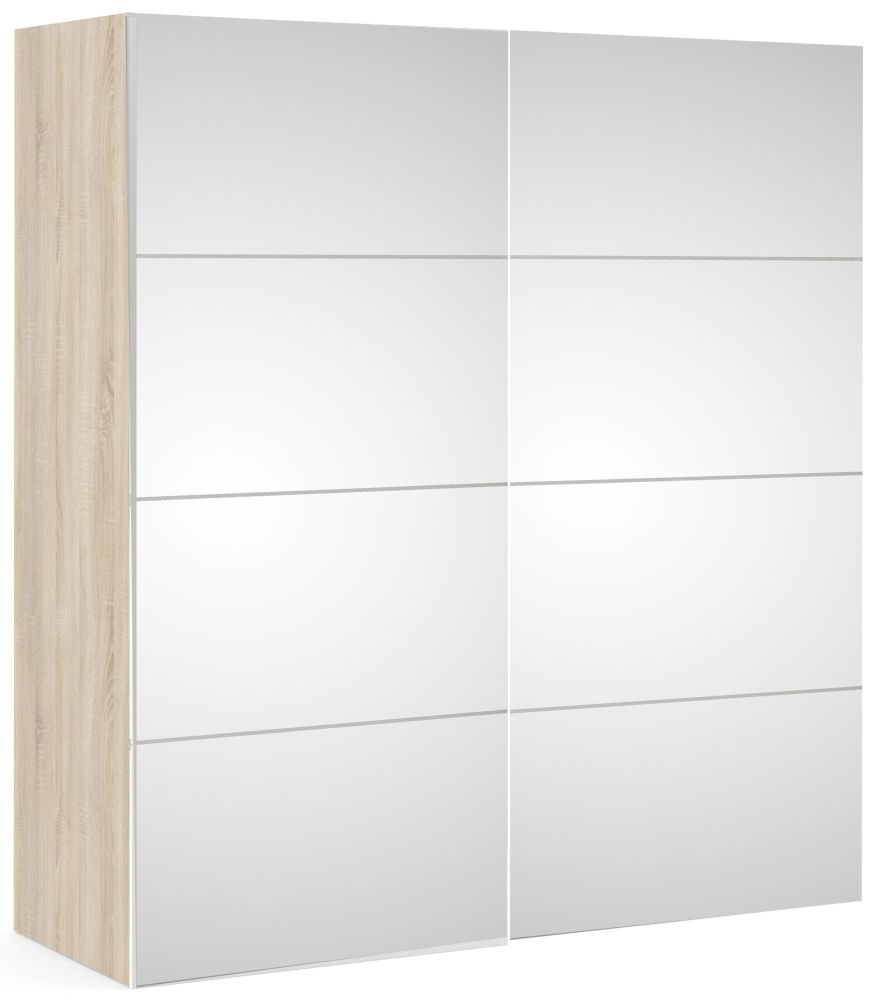 Verona 2 Door Sliding Wardrobe W 180cm Oak With Mirror