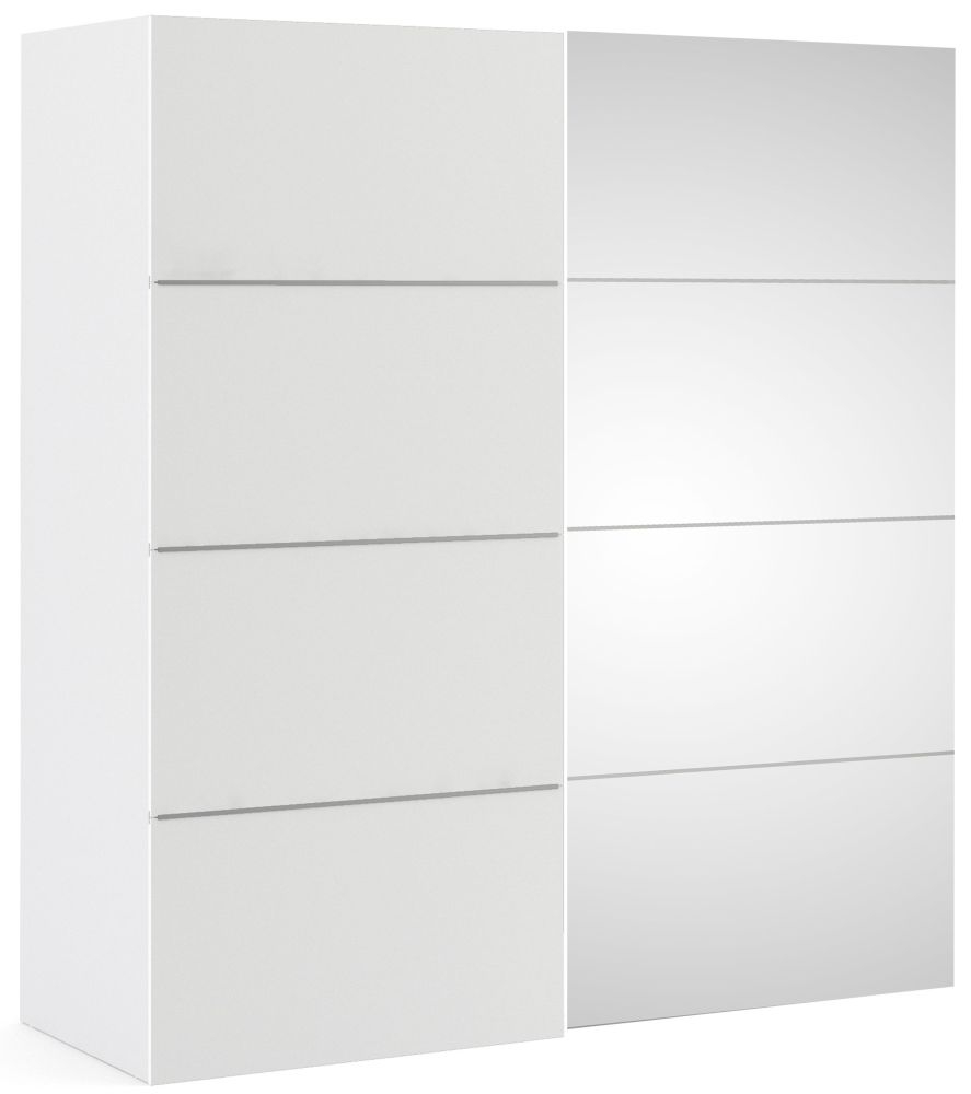 Verona 2 Door 5 Shelves Sliding Wardrobe W 180cm White And Mirror