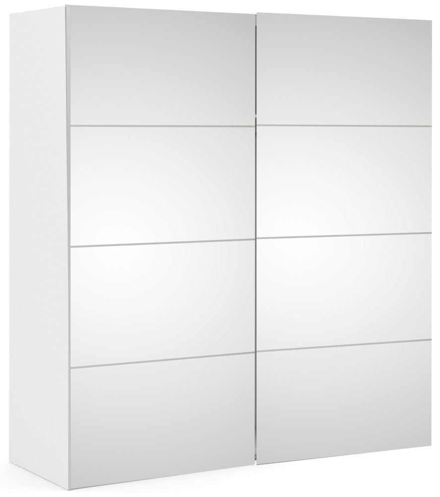 Verona 2 Door 5 Shelves Sliding Wardrobe W 180cm White With Mirror