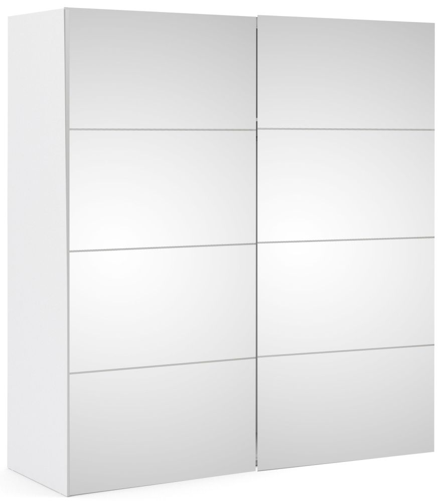 Verona 2 Door Sliding Wardrobe W 180cm White With Mirror