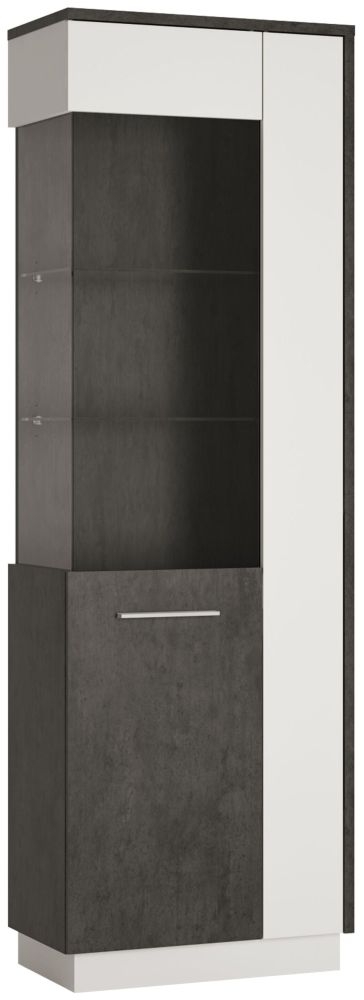 Zingaro Tall Left Hand Facing Glazed Display Cabinet Slate Grey And Alpine White