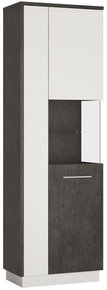 Zingaro Tall Right Hand Facing Display Cabinet Slate Grey And Alpine White