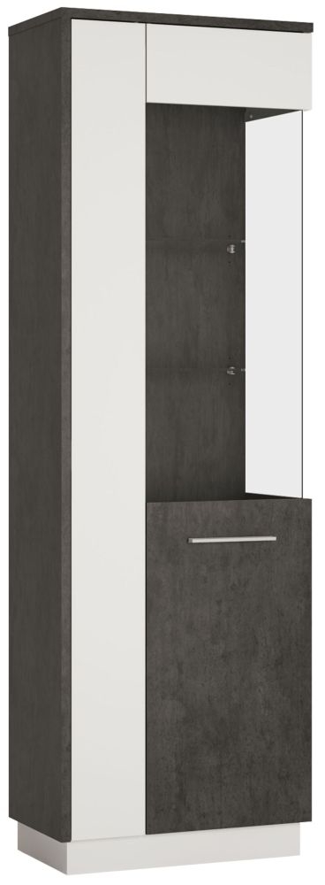 Zingaro Tall Right Hand Facing Glazed Display Cabinet Slate Grey And Alpine White
