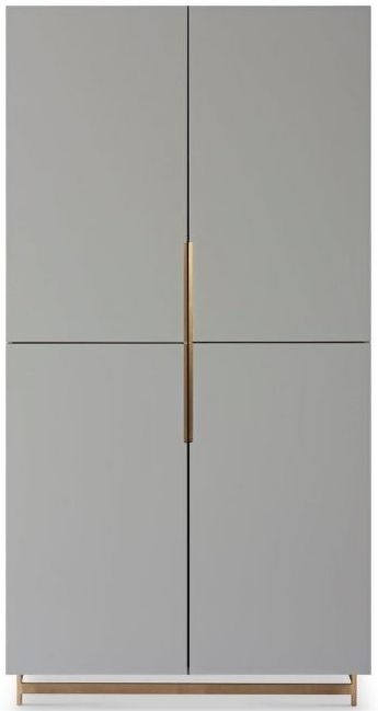 Gillmore Space Alberto Grey Matt Lacquer And Brass Brushed Wardrobe