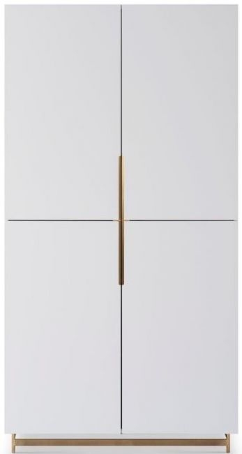 Gillmore Space Alberto White Matt Lacquer And Brass Brushed Wardrobe