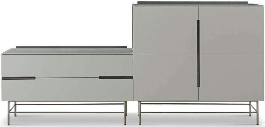 Gillmore Space Alberto Grey Matt Lacquer And Dark Chrome Combo Sideboard