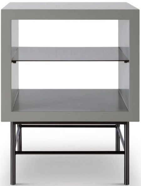 Gillmore Space Alberto Grey Matt Lacquer And Dark Chrome Side Table