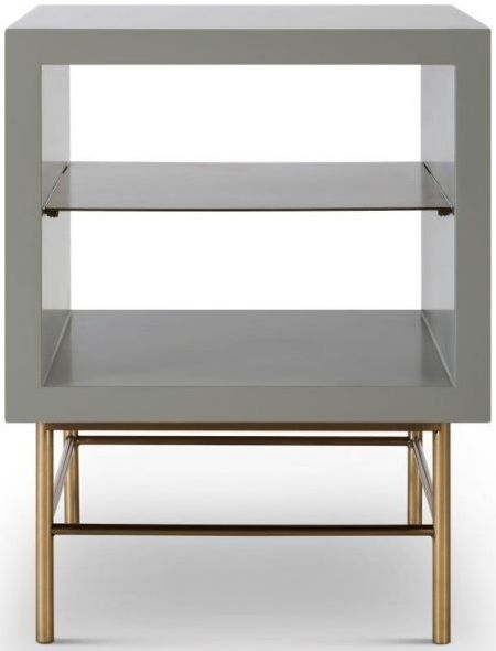 Gillmore Space Alberto Grey Matt Lacquer And Brass Brushed Side Table