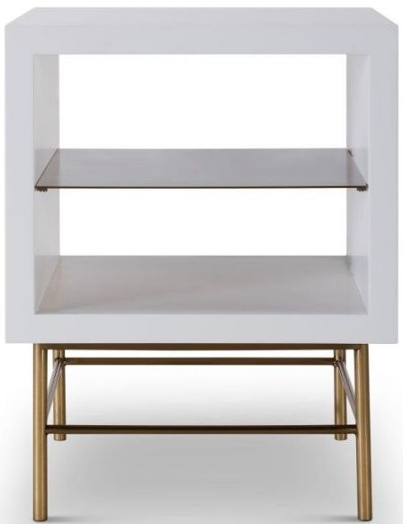 Gillmore Space Alberto White Matt Lacquer And Brass Brushed Side Table
