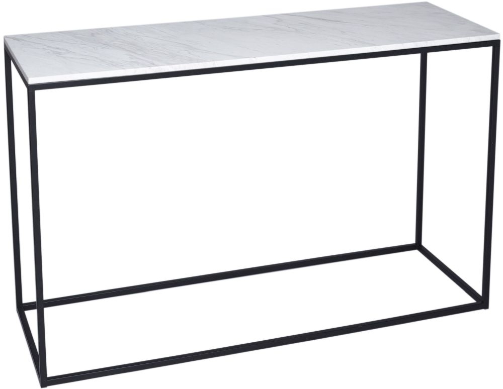 Kensal White Marble And Black Console Table Clearance Fss13282