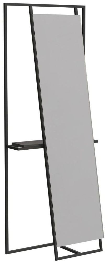 Gillmore Space Federico Black Metal Rectangular Floor Mirror And Valet With Wenge Accent