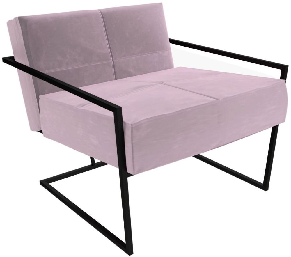 Gillmore Space Federico Blush Velvet Armchair With Black Metal Frame