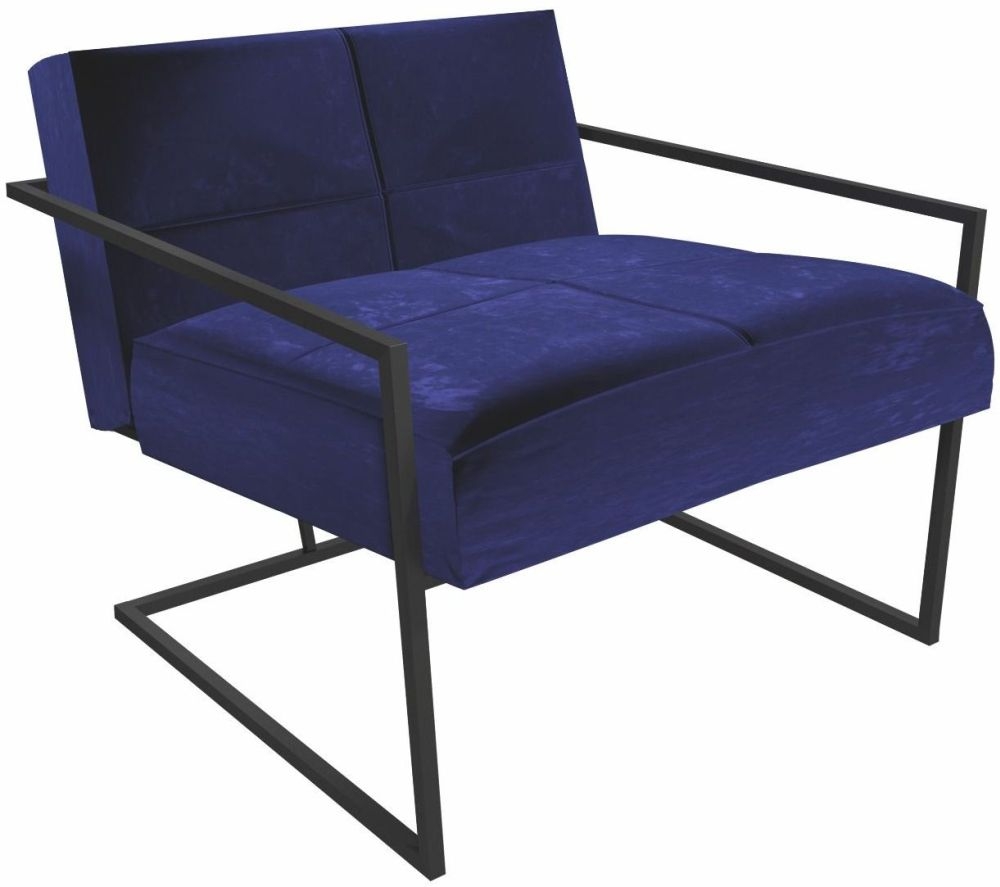 Gillmore Space Federico Midnight Blue Armchair With Black Metal Frame