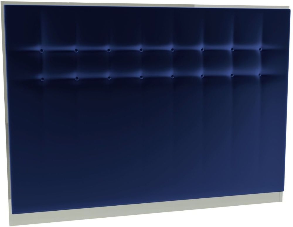 Gillmore Space Federico Midnight Blue Velvet Upholstered Headboard With Chrome Polished Frame
