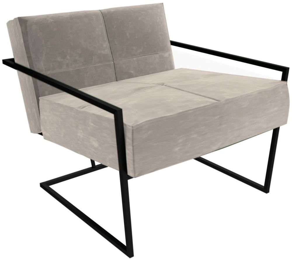 Gillmore Space Federico Mushroom Velvet Armchair With Black Metal Frame