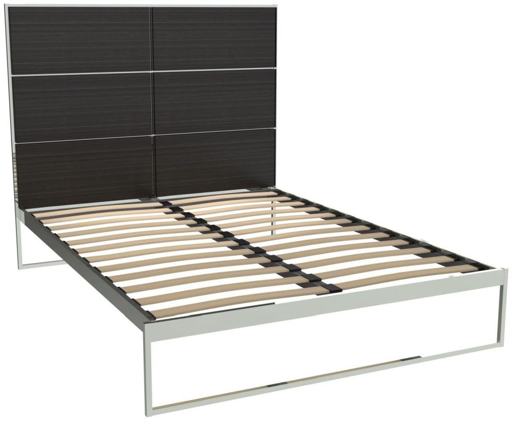 Gillmore Space Federico Polished Chrome Bed Frame With Wenge Headboard