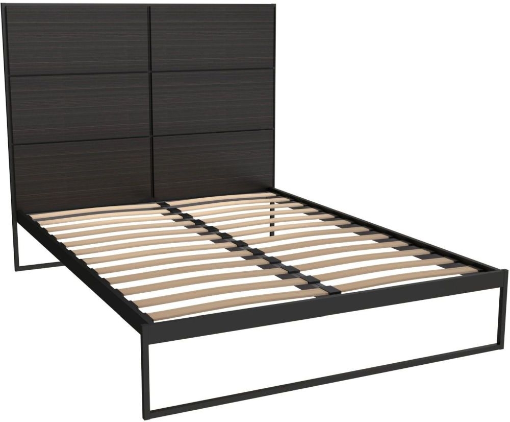 Gillmore Space Federico Powder Black Frame Bed With Wenge Headboard