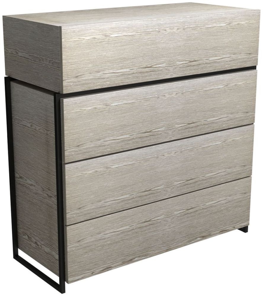 Gillmore Space Federico Weathered Oak 4 Drawer Chest With Black Metal Frame