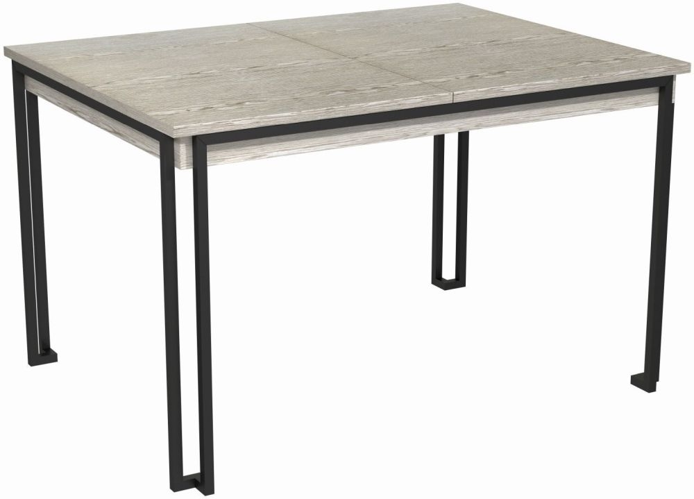 Gillmore Space Federico Weathered Oak 120cm160cm Extending Dining Table With Black Metal Frame