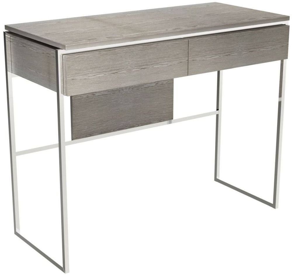 Gillmore Space Federico Weathered Oak Dressing Table With Polished Chrome Frame