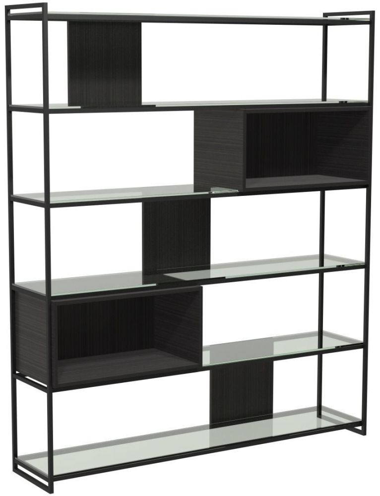 Gillmore Space Federico Wenge High Bookcase Black Metal Frame
