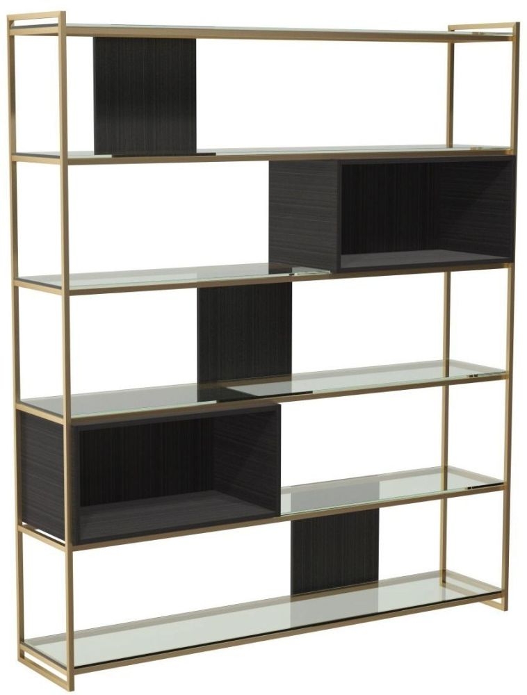 Gillmore Space Federico Wenge High Bookcase Brass Brushed Frame