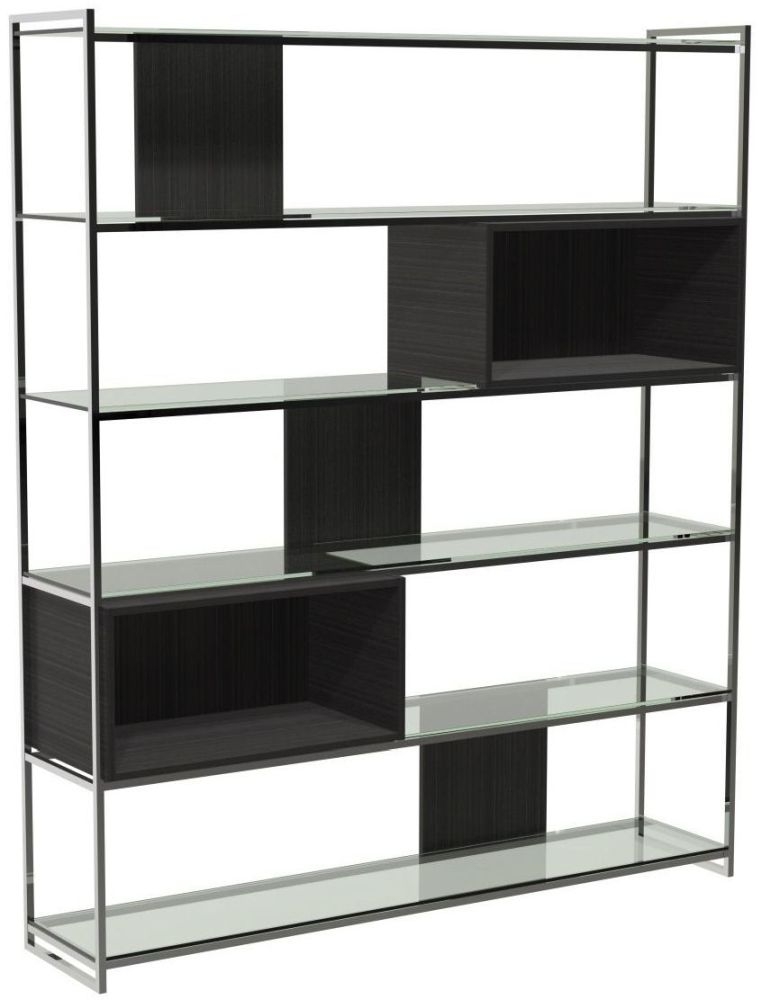 Gillmore Space Federico Wenge High Bookcase Polished Chrome Frame