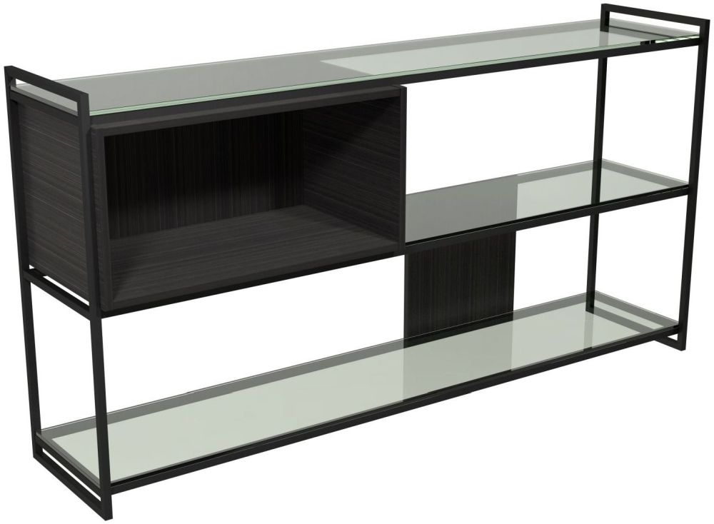 Gillmore Space Federico Wenge Low Bookcase With Black Metal Frame