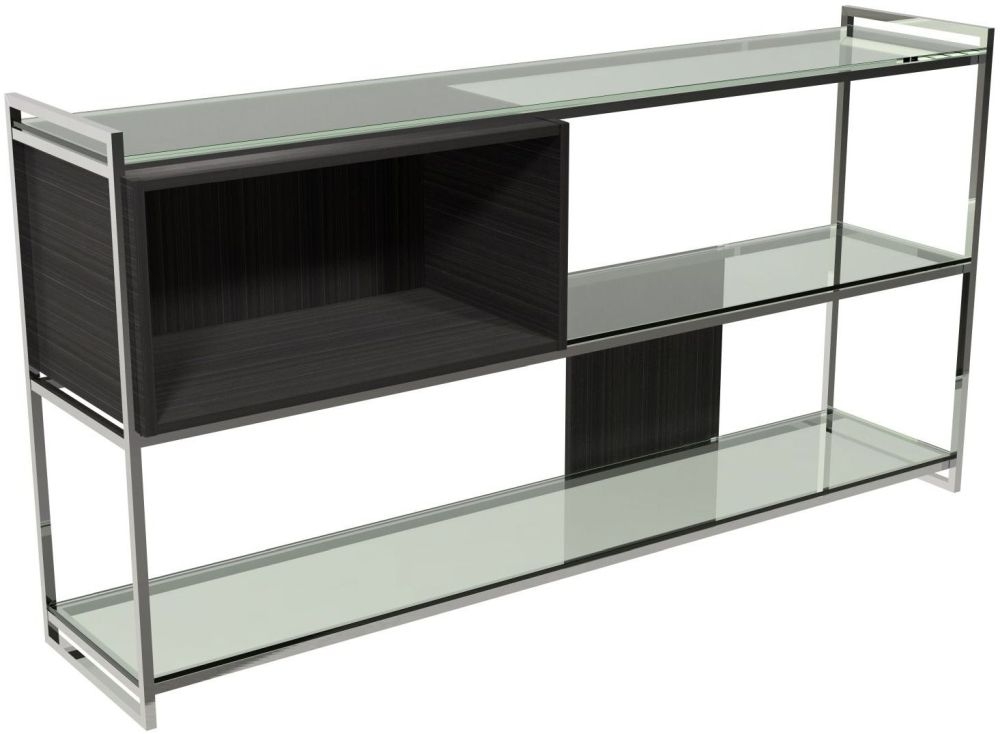 Gillmore Space Federico Wenge Low Bookcase With Polished Chrome Frame